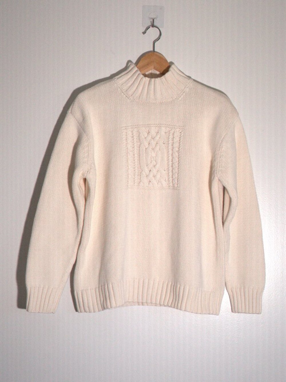 Lauren Ralph Lauren Exclusive Hand Knit Heavy Cotton Cable Jumper Sweater Sz L
